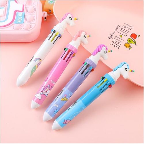 Lot De 40 Stylos À Bille, Dessin Animé, Licorne, Flamand Rose, 10 Couleurs, Mignons, 0.7mm, Fournitures Scolaires Et De Bureau