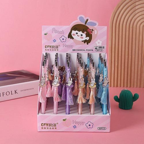 Crayon Mécanique À Pompon Lapin Kawaii, 36 Pièces/Lot, Mignon, Stylo Automatique Pour Écoliers, Fournitures Scolaires Et De Bureau, Cadeau Pour Enfants, 0.5/0.7mm