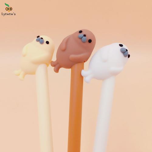 Stylo Gel En Silicone, 1 Pièce, Mignon Dessin Animé Lion De Mer, Kawaii, Papeterie Fournitures Scolaires Et De Bureau, Cadeau Amusant Pour Enfants