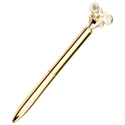 Stylo D'école Papillon En Verre, 1 Pièce, 1mm, Pointe À Bille Métallique, Stylo D'écriture Noir De Rechange Pour Étudiant, Papeterie Or Rose