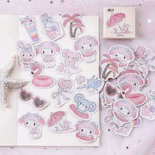 Mohamm-Autocollants Kawaii De Décor De Voyage, Mini Papier Mignon D'agenda De Vacances En Bord De Mer, Flocons De Papeterie Pour Journal Japonais, Scrapbooking