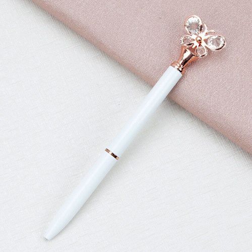 Stylo D'école Papillon En Verre, 1 Pièce, 1mm, Pointe À Bille Métallique, Stylo D'écriture Noir De Rechange Pour Étudiant, Papeterie Or Rose