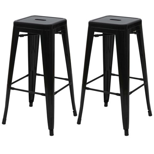 2x Tabouret De Bar Hwc-A73, Chaise De Comptoir, Métal, Design Industriel, Empilable   Noir