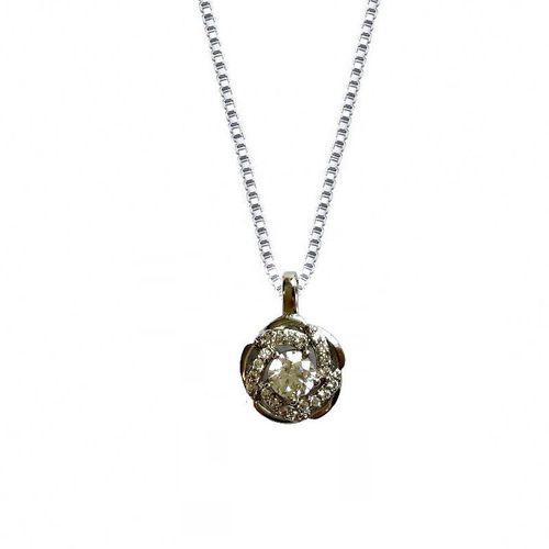 Collier Avec Pendentif Avec Diamants Synthétiques - Rose - Argent