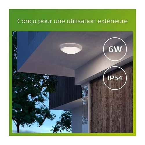 PHILIPS PLAFONNIER DORIS - 6W - 4000 KELVIN - IP54 - BLANC