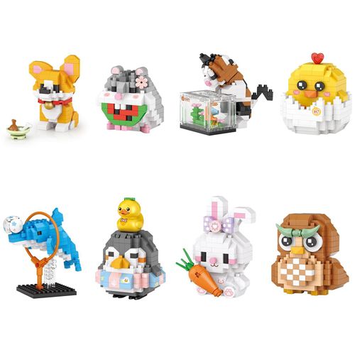 Lot De 8 Mini Blocs De Construction En Forme D'animaux, Décoration D'intérieur