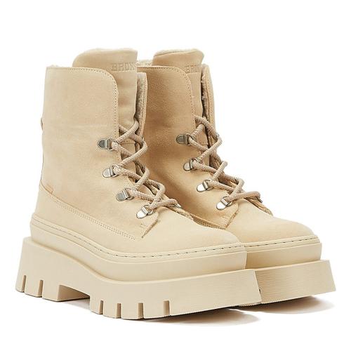 Bronx Evisann Lace Up Suede Womens White Boots