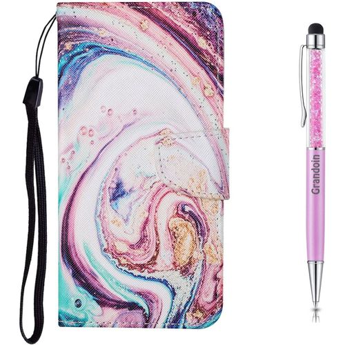 Coque Pour Xiaomi Redmi Note 6 Pro, Protection Housse En Cuir Portefeuille Livre, Cratif Peint Tui Flip Case Avec [Emplacements Cartes] [Fonction Support] [Magntique] (Marbre 2)