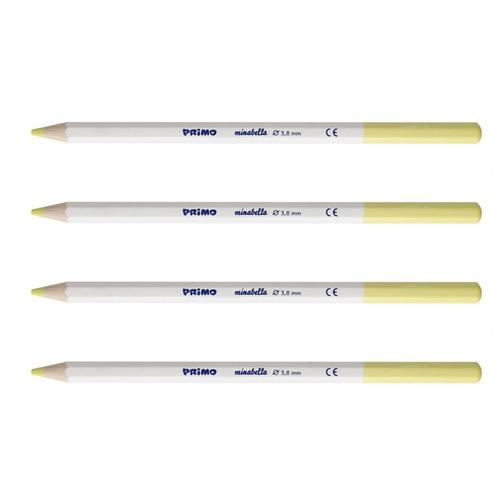 Primo Lot De 4 Crayons De Couleur Laqué Qualité Supérieure Minabella Mine 3,8mm Jaune Indien