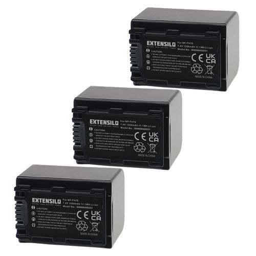 EXTENSILO 3x Batterie compatible avec Sony HDR-HC7, HDR-HC9/E, HDR-HC9, HDR-HC5E, HDR-HC7E appareil photo, reflex numérique (1500mAh, 7,4V, Li-ion)