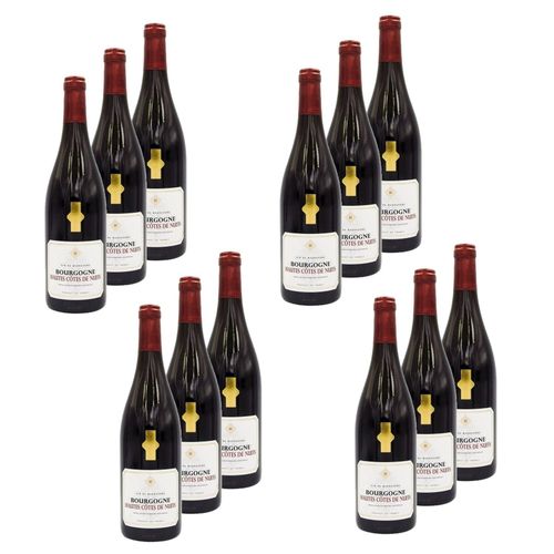 Lot 12x Vin Rouge Bourgogne Hautes Côtes De Nuits Aop - Bouteille 750ml