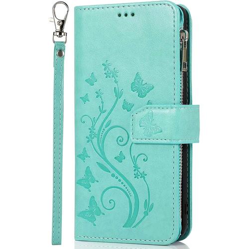 Vepbk Pour Xiaomi Redmi Note 10 [Pas Pour Redmi 10] Coque, Etui Case Portefeuille Cuir Wallet Cover Flip Coque Avec Porte Carte Magnétique Dragonne Motif Antichoc Housse Pour Redmi Note 10,Vert