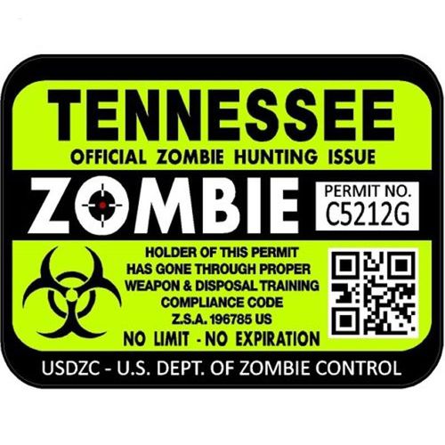 Autocollant De Voiture Rétro Réfléchissant, Étiquette De Permis De Chasse Zombie, Style De Voiture, 14cm
