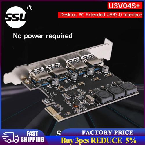 Carte D'extension Pcie Usb 3.0, Adaptateur Hub Pci Express, Ssu U3v04s, 4 Ports, Contrôleur Usb3.0