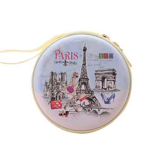 Porte Monnaie À Fermeture Éclair Unisexe, Mini Casque Rond, Paris, Eiffel, Clé, Sac À Main, Porte Monnaie, Nouveauté