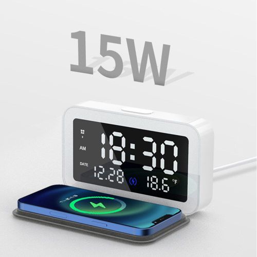 Horloge De Charge Sans Fil 3 En 1, Calendrier Perpétuel, Chargeur Sans Fil 15w, Multifonction, Outil Pratique Numérique De Type C