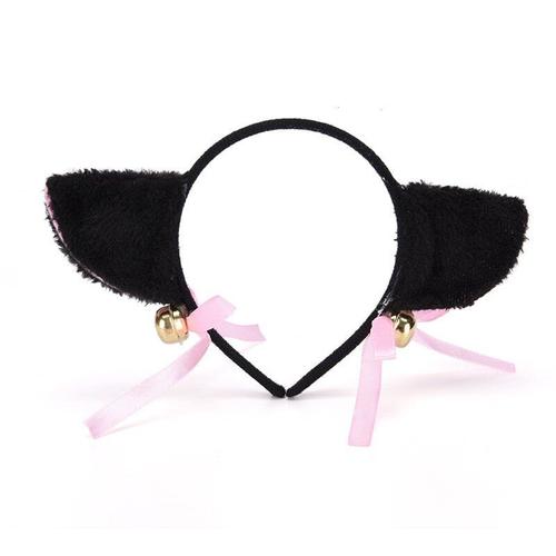 Belle Mascarade Halloween Oreilles De Chat Cosplay, Costume De Fête, N¿Ud Papillon, Cloche, Bandeau Anime