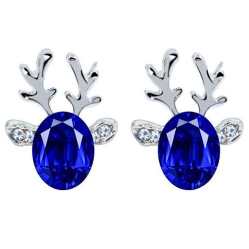 Boucles D'oreilles Renne En Argent Pour Noël - Bleu