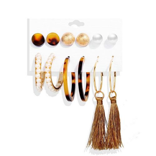 6 Paires De Boucles D'oreilles De Différents Modèles - Or / Marron
