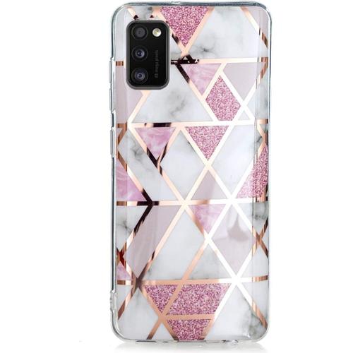 Coque Pour Samsung Galaxy A41, [Ultra Mince] Marbre Housse Souple Tpu Silicone Coque Anti-Rayures Anti-Choc - Rose