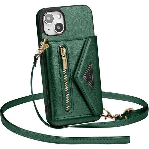 Coque Pour Iphone 13, Coque De Téléphone Portefeuille Iphone 13(6.1 Inches), Étui De Téléphone En Cuir De Qualité Supérieure Pour Iphone 13(6.1 Inches), Vert