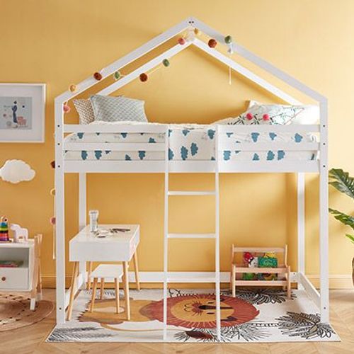 Lit Surelevé Cabane 90x190 Cm Blanc - Osny