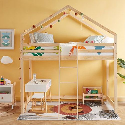 Lit Surelevé Cabane 90x190 Cm Naturel - Osny