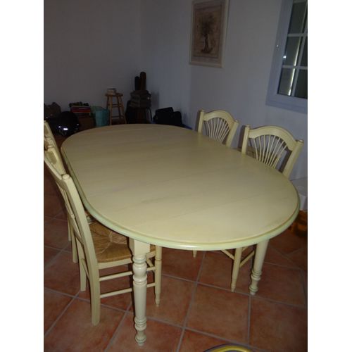 Table À Manger Et Ses 4 Chaises, Pin Massif Patiné, Style Provençal