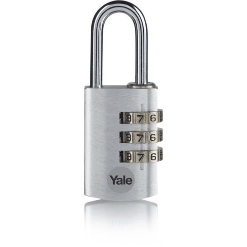 YALE -YE3CB/28/126/1/S - Cadenas aluminium - combinaison 28 mm - anse acier - argent - code 3 chiffres - Pour casier - boîte outils