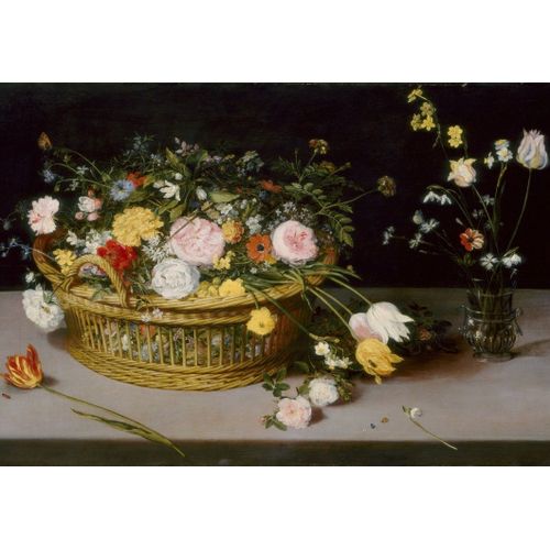 Jan Brueghel - Flowers In A Basket And A Vase, 1615 - Puzzle 12 Pièces