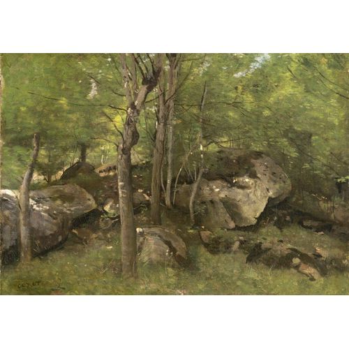 Jean-Baptiste-Camille Corot : Rochers En Forêt De Fontainebleau, 1860-1865 - Puzzle 12 Pièces
