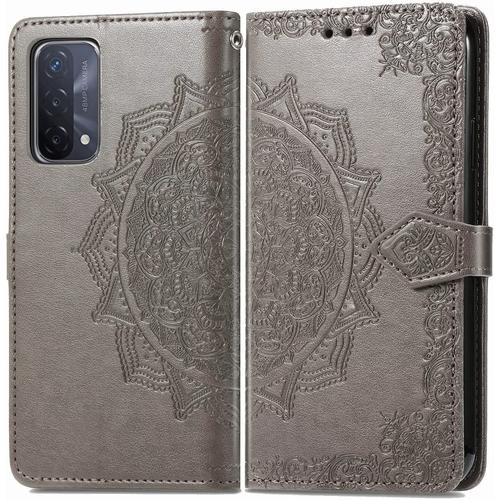 Coque Pour Oppo A54 5g / Oppo A74 5g Etui, Premium Pu Cuir Portefeuille Magnétique Flip Case, 3 Porte-Cartes En Béquille Cover Gris