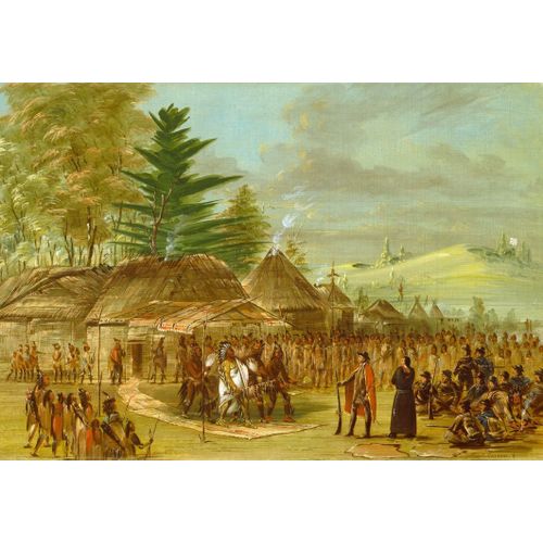 George Catlin : Chef Des Indiens De Taensa Recevant La Salle Le 20 Mars 1682, 1847-1848 - Puzzle 12 Pièces