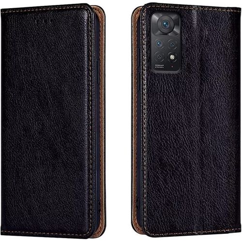 Coque Compatible Avec Xiaomi Redmi Note 11 Pro 4g / 5g Etui, Magnétique Portefeuille Cuir Case Acve Support Et 2 Porte-Cartes[Antichoc][Anti-Rayures] Flip Phone Cover Noir