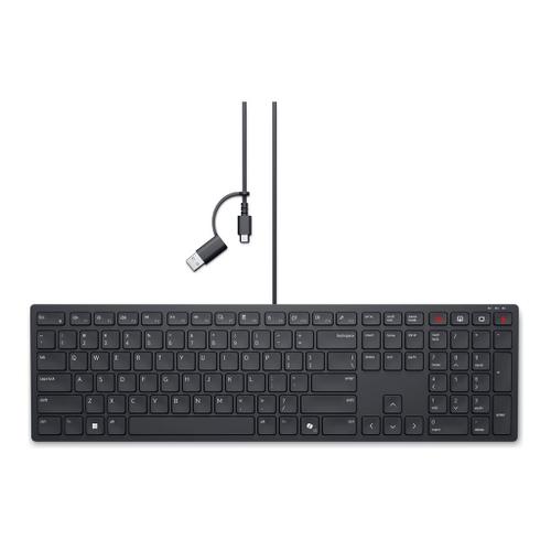 Dell Wired Collaboration Keyboard KB525C - Clavier - USB, USB-C - AZERTY - Français - noir - avec 3 ans de service Advanced Exchange