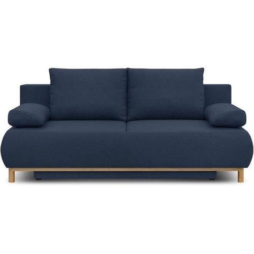 Banquette Convertible 3 Places Mika - Tissu Bleu Foncé - Coffre De Rangement - L 192 X H 84 X P 93 Cm
