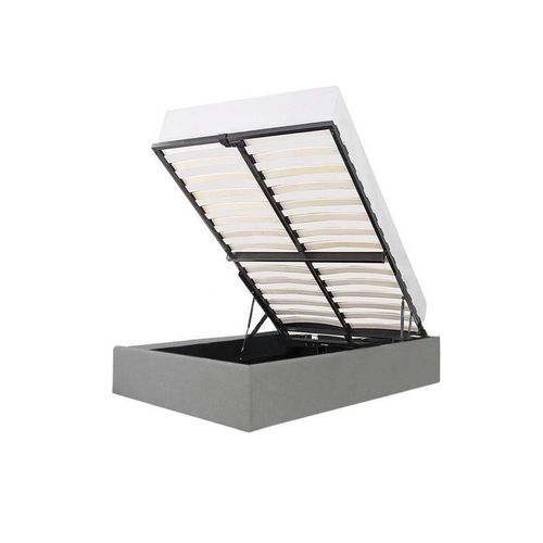 Eclipse Lit Coffre Enfant 90 X 190 Cm - Tissu Gris Clair - Sommier Inclus