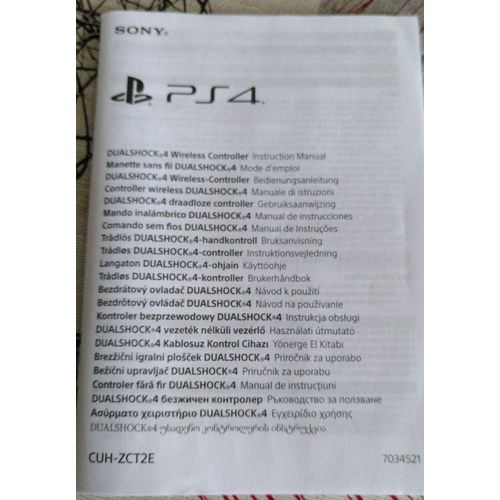 Manuel Guide D'instruction Notice Mode D'emploi Pour Manette Sans Fil Dualshock4 De Playstation Ps4 Cuh-Zct2e 7034521 2021 Dans La Plupart Des Langues Européennes