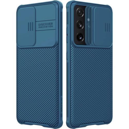 Coque Samsung S21 Ultra Avec Protection Caméra Coulissante,Entreprise De Mode Ultra-Mince Coque Pour Samsung Galaxy S21 Ultra 5g 6,8 Pouces,Bleu