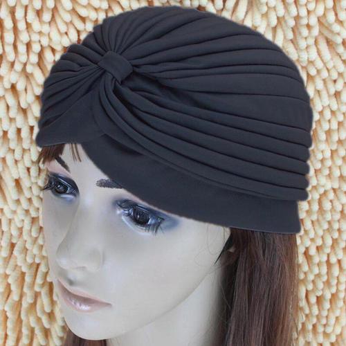 Couleur Gris Foncé Bonnet De Bain Réglable Pour Femmes, Bonnet De Bain Pour Piscine, Protège Les Cheveux Longs, Les Oreilles, Turban Plissé, Couvre-Chef En Tissu, Casquettes De Yoga