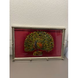 Plateau Verre Métal Bois Art Deco