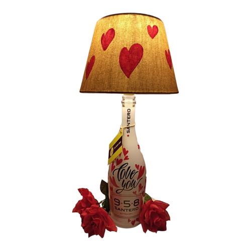BUVEZ ET OBTENEZ UNE LAMPE ! Lampe bouteille 100% fait main sur socle 958 Santero Love Edition - abat-jour peint à la main - objet design - idée cadeau - PIÈCE UNIQUE !