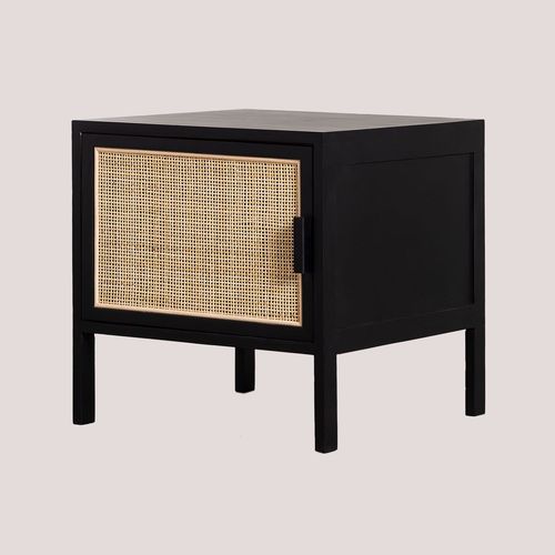 Table De Chevet En Rotin Et Bois De Reyna Noir