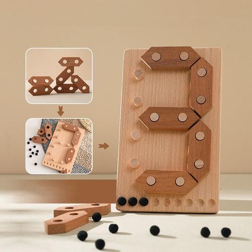 Jeux de Plateau Montessori Jouets en Bois,Puzzle 3D pour enfants Puzzle  numérique en bois,Cadeaux pour Garçons et Filles