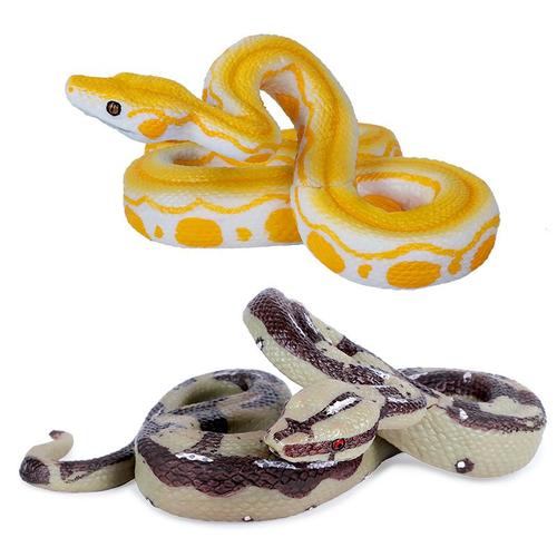 Simulated Python Solid Wild Animal Creature Model Snake Child Child Toy Collectible Ornament 2pc