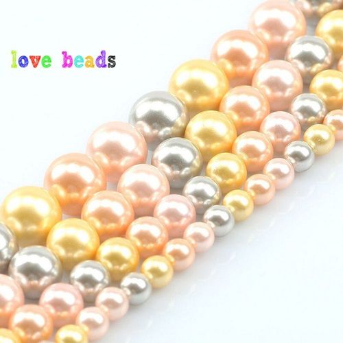 Perles D'eau Douce Rondes Naturelles De 6 À 12mm, Couleur Jaune, Orange, Pour La Fabrication De Bijoux, Accessoires De Colliers, Bracelets À Faire Soi Même