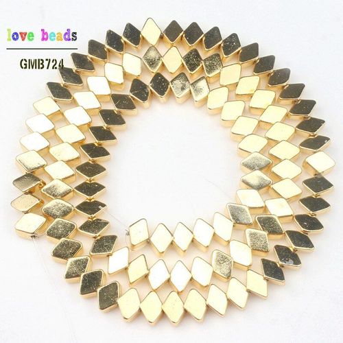 Perles En Hématite Naturelle, Couleur Rose Or Argent, Losange Géométriques Pour Bracelet Perlé, Fabrication De Bijoux, Brin 4*6mm 15