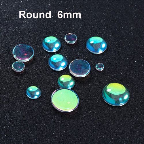 Cabochons Transparents Ovales Ronds Colorés Ab, En Verre Transparent À Dos Plat Pour La Fabrication De Pendentifs Faits À La Main, Vente En Gros