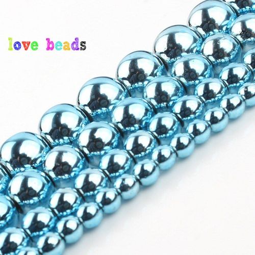 Perles En Pierre Naturelle Hématite De Couleur Bleue, Rondes, Amples, Pour La Fabrication De Bijoux, Bracelet Et Collier, 15 "", 3/4/6/8/10mm
