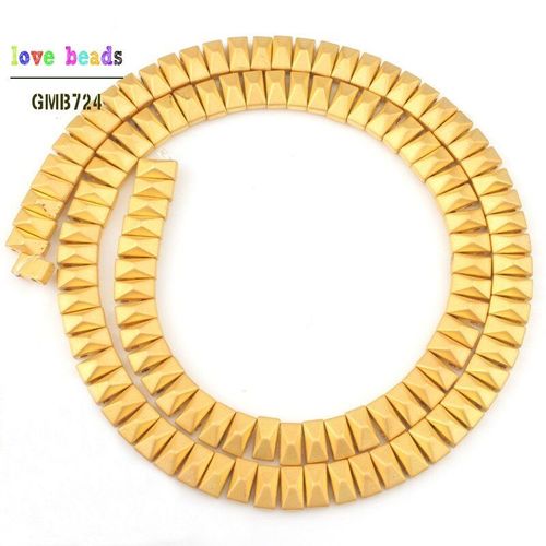 Gommage Pierre Naturelle Bronze Or Rose Argent Hématite Pyramide Rectangulaire Double Trou Perle Bracelet Bijoux 6x3x4mm
